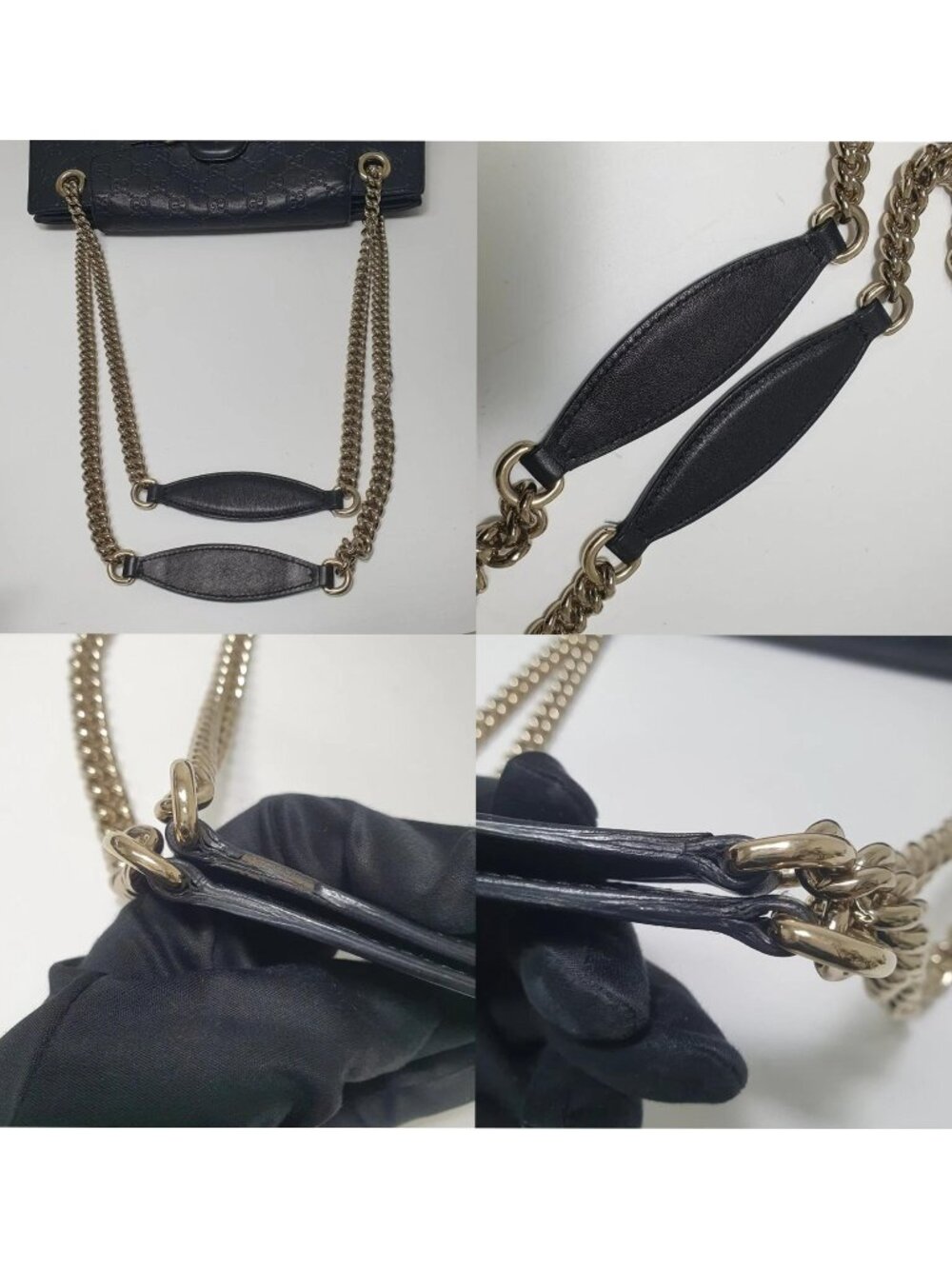 Authentic Gucci Guccissima Leather Horsebit Chain Tote Black - Picture 8 of 12